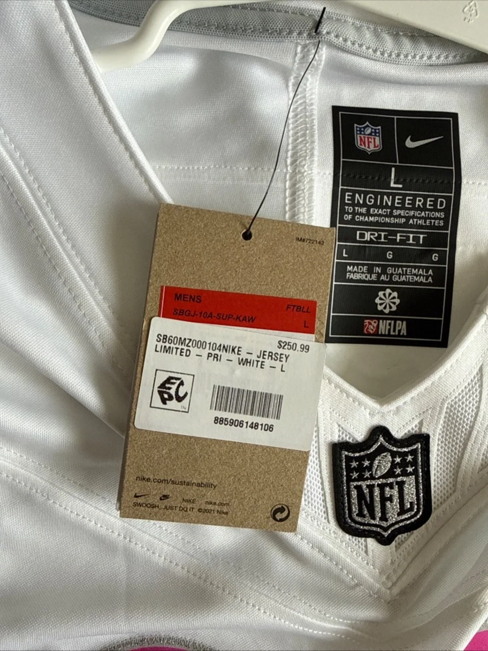 Men’s Nike NFL 2026 Super Bowl LX #60 Vapor Lmtd White Jersey Sz L - NWT RARE